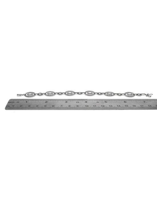 Diamond Alternating Circle/Bar Link Bracelet
